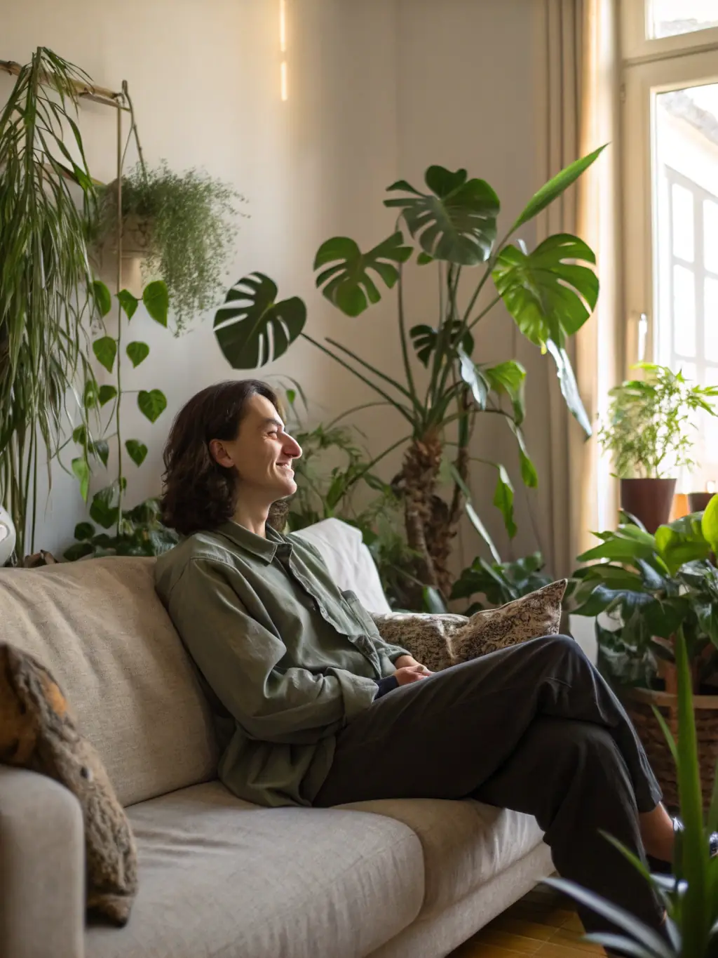 A vibrant image of a person smiling and looking relaxed, suggesting the positive effects of using the products.